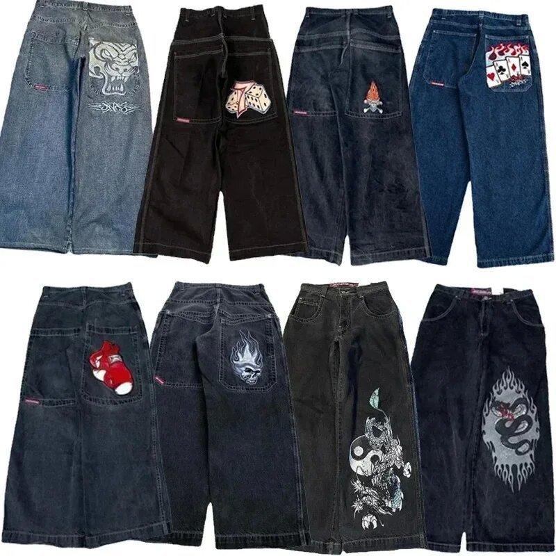 Loose Jeans Men's Vintage Embroidered Hip-Hop Street Harajuku Men's Wide Leg Pants