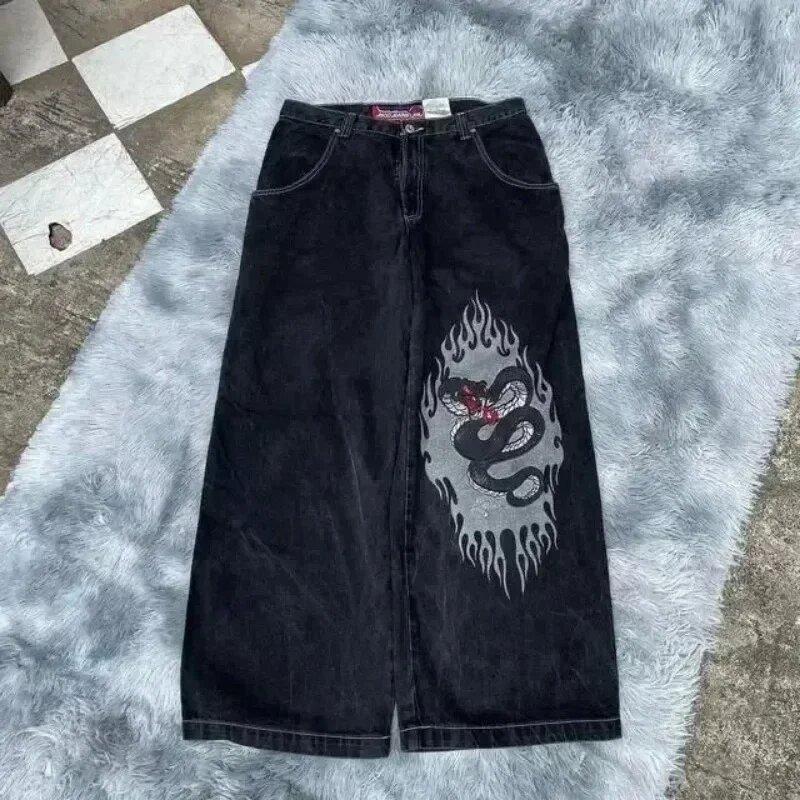 Loose Jeans Men's Vintage Embroidered Hip-Hop Street Harajuku Men's Wide Leg Pants