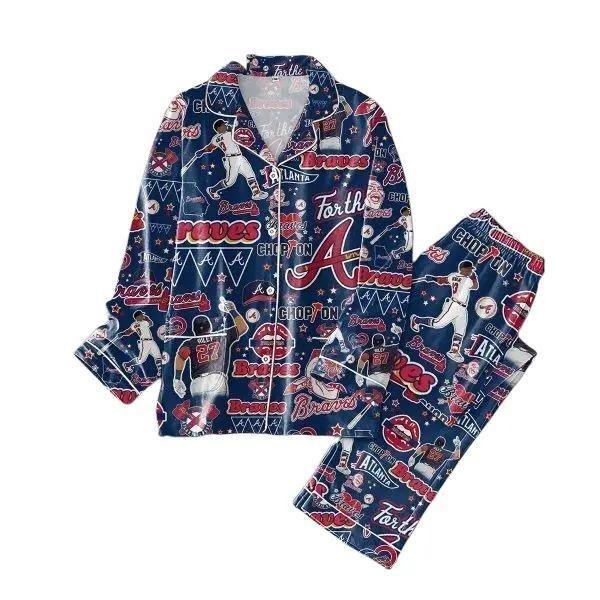 Atlanta Braves Funny Art Design Pajamas Set