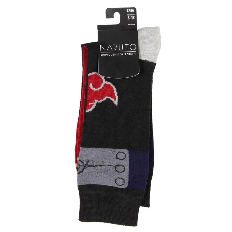 Naruto: Shippuden Red Cloud Rain Of Blood Justice Anime Crew Socks (8-12) Manga Crew Calf Socks