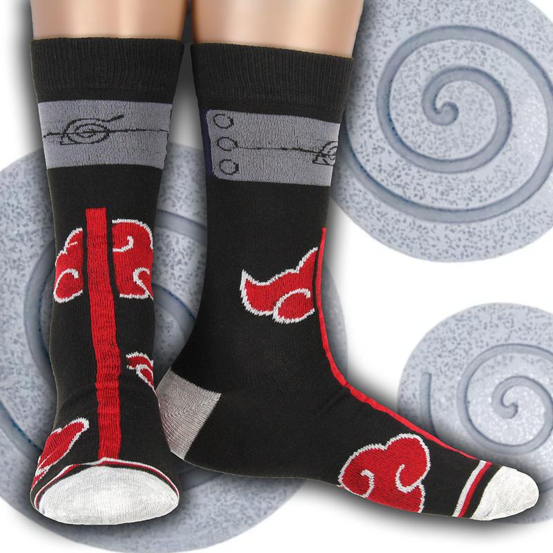 Naruto: Shippuden Red Cloud Rain Of Blood Justice Anime Crew Socks (8-12) Manga Crew Calf Socks