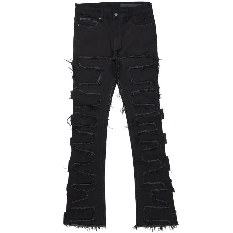 Shake Black Stacked Flare Jean