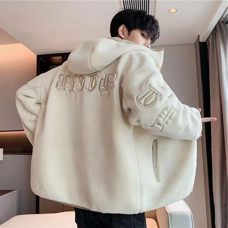 Lamb Wool Cotton Coat Men's Autumn New Fleece Winter Clothing Velvet Thickening Padded Jacket