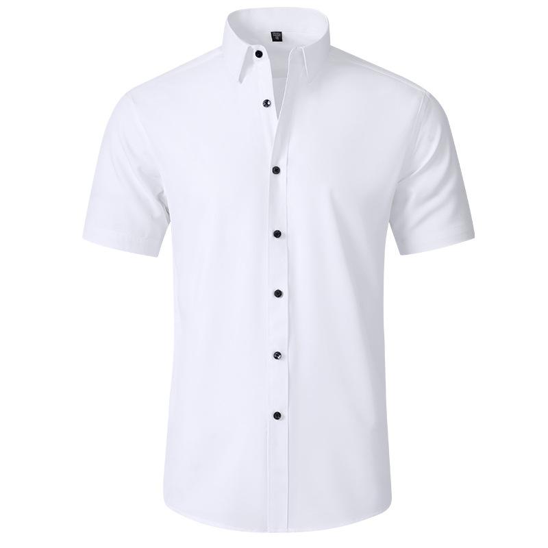 Men's stretch shirt non-iron anti-wrinkle simple business thin shirt men's business short-sleeved shirt Menswear Top Underwear Human