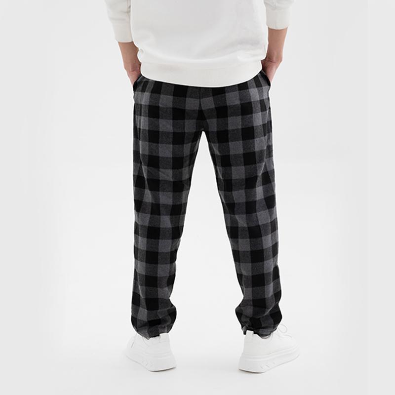 Men's Plaid Flannel Pajama Pants Soft Polyester Adjustable Drawstring Relaxed Fit Pockets for Functionality Trendy Nightwear 2024