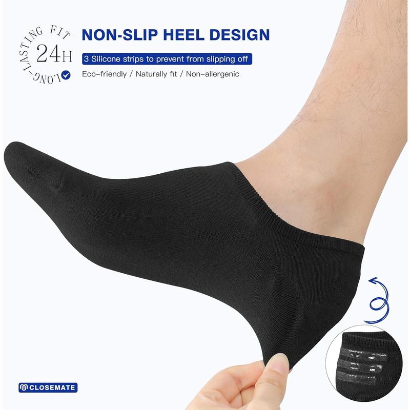 Closemate No Show Socks for Men Women Low Cut Ankle Socks 6 Pairs Invisible Cotton Socks With Non Slip Grips