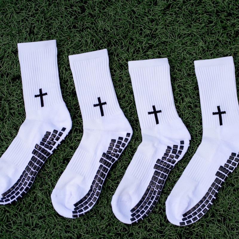 Premier Edge Single Cross White Grip Socks