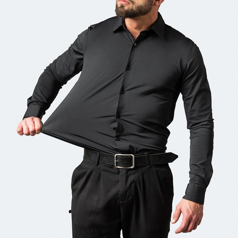 Men's stretch shirt non-iron anti-wrinkle simple business thin shirt men's business short-sleeved shirt Menswear Top Underwear Human