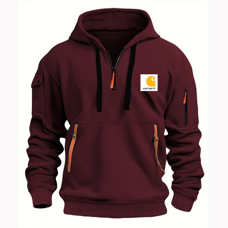 2024 Spring and Autumn Men's Half Zipper Fashion Style New Men's Loose Long Sleeve Hoodies Sweatshirts Large Size Tops