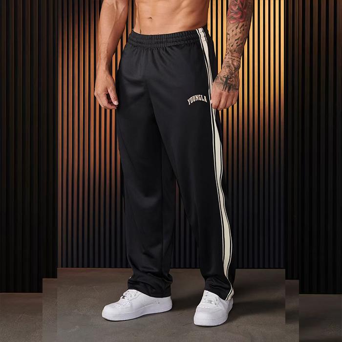 YOUNG LA new sports pants splicing printed mid-waist straight pants gym sports webbing casual pants men girl