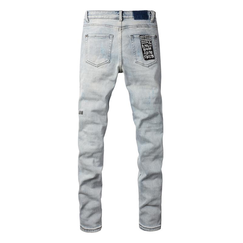 KSUBI brand Men's Jeans Casual Comfort Holes Fashionable Straight Skinny Slim Fit Jeans, Ripped Stretch Jeans Denim Pants