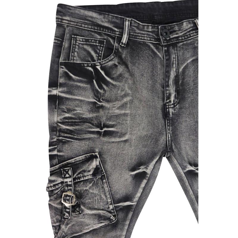 Cargo Shine Super Stacked Denim (Black Wash)