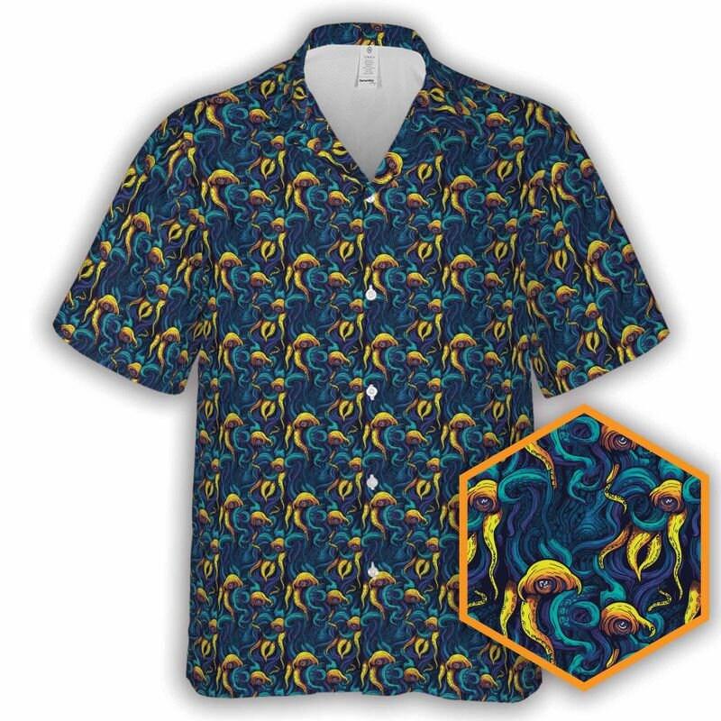 Tropical Cthulhu  Cthulhu Button-Up Hawaiian Shirt