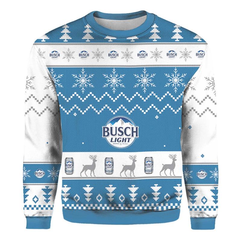 Busch Ugly Christmas Sweater May Your Christmas Knitted Sweater 2024, Beer Light Xmas, Beer Fan Gift Over Print Sweater