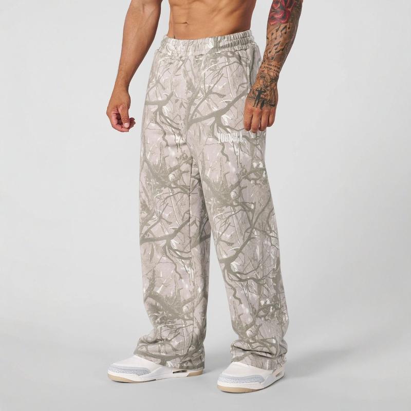 YOUNGLA American trendy casual pants digital camouflage print straight trousers sports fitness loose wide-leg pants