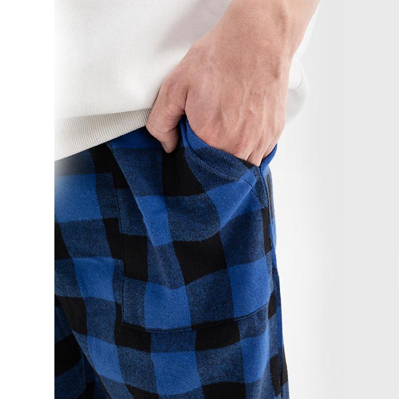 Men's Plaid Flannel Pajama Pants Soft Polyester Adjustable Drawstring Relaxed Fit Pockets for Functionality Trendy Nightwear 2024