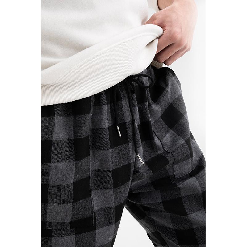 Men's Plaid Flannel Pajama Pants Soft Polyester Adjustable Drawstring Relaxed Fit Pockets for Functionality Trendy Nightwear 2024