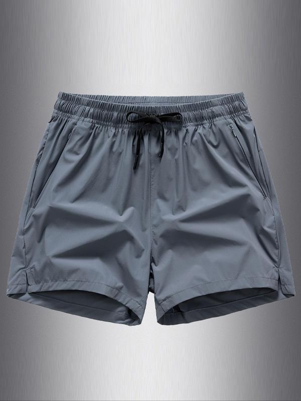 Men's Solid Drawstring Waist Shorts, Regular Fit Casual Pocket Track Shorts for Summer, Men's Bottoms for Daily Wear