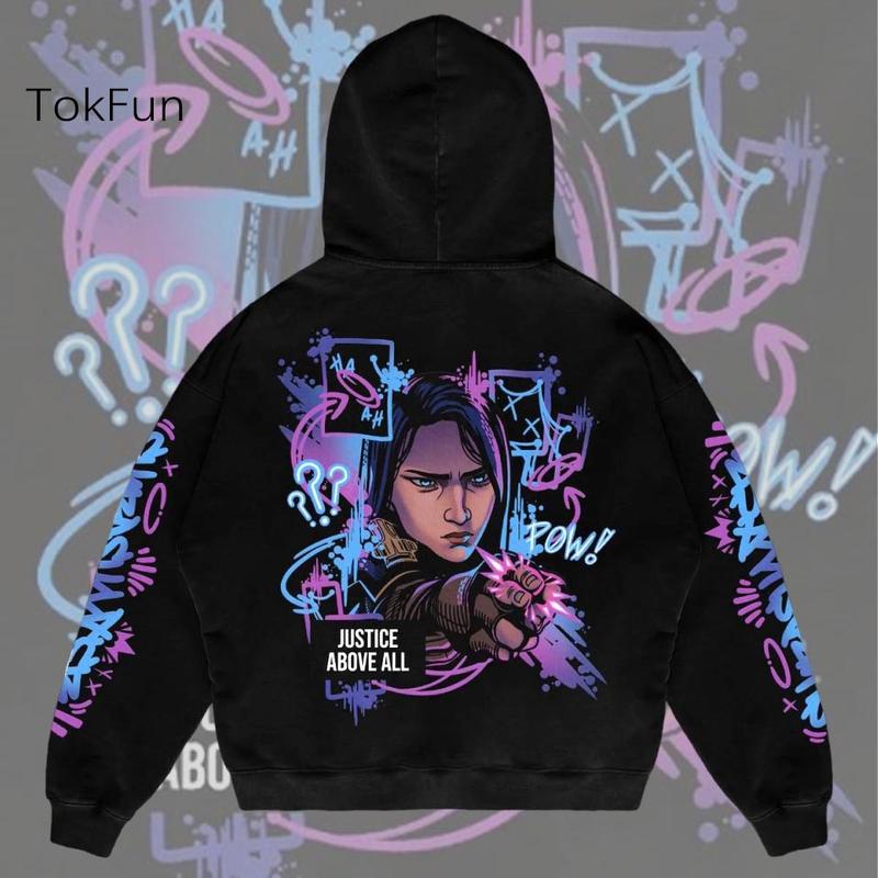 Arcane II Hoodie League of Legends Hoodie Long Sleeved Warm Pullover Top Harajuku Pullover TopsRegular Fit, Gaming Streetwear Sweatshirt, Gift for Arcane Lover, Jinx Hoodie, Vi Hoodie, Caitlyn Hoodie, Ekko Hoodie, Pitfighter Hoodie, Warwick Hoodie