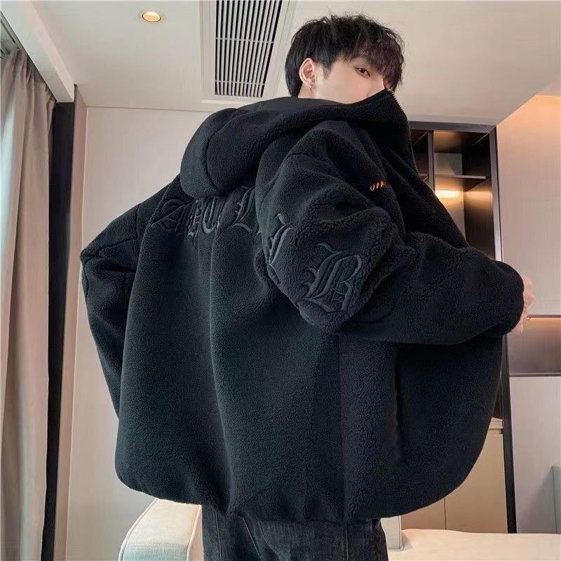 Lamb Wool Cotton Coat Men's Autumn New Fleece Winter Clothing Velvet Thickening Padded Jacket