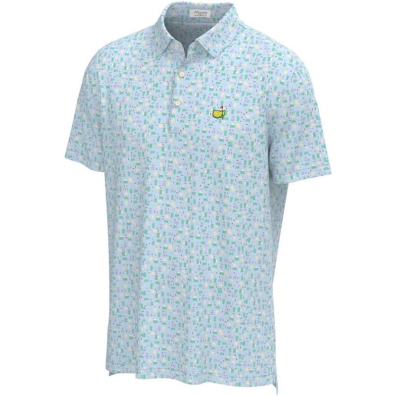 PETER MILLAR 2024 Masters Men's Concessions Logo Pattern Performance Tech Golf Polo Shirt, Logo Print