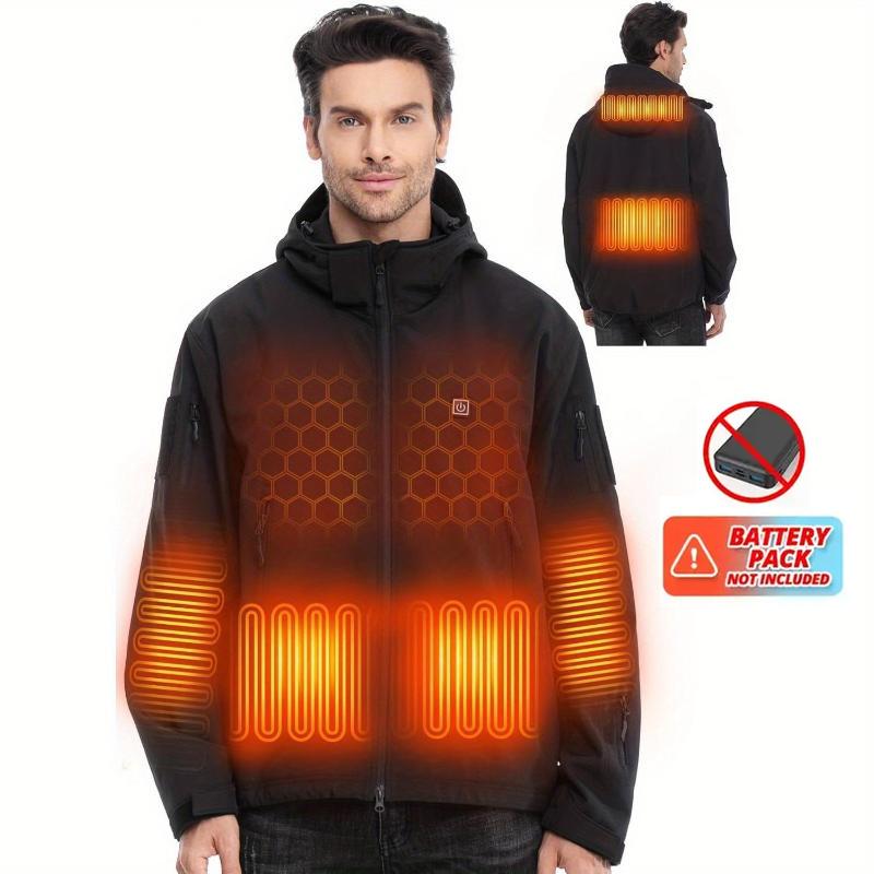 Men's USB Rechargeable Heated Jacket Soft Shell Winter Coat for Outdoor Activities Adjustable Temperature Control