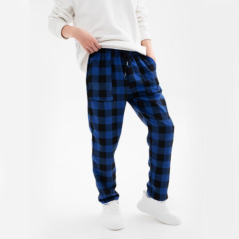 Men's Plaid Flannel Pajama Pants Soft Polyester Adjustable Drawstring Relaxed Fit Pockets for Functionality Trendy Nightwear 2024