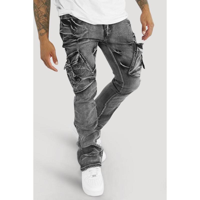 Cargo Shine Super Stacked Denim (Black Wash)