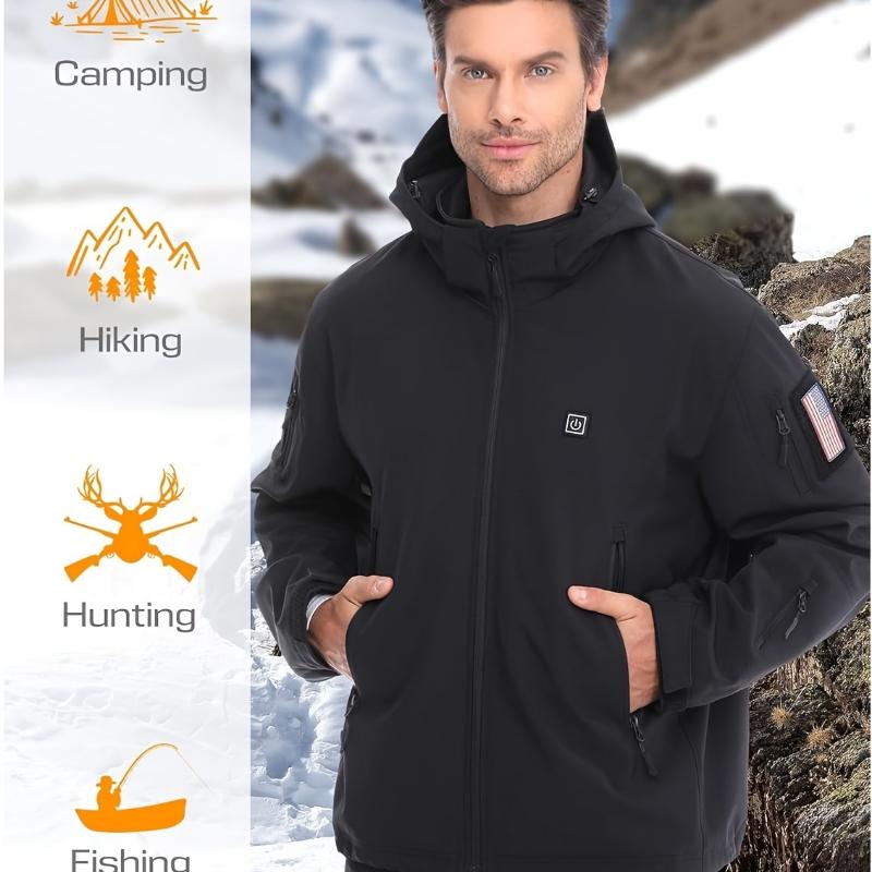 Men's USB Rechargeable Heated Jacket Soft Shell Winter Coat for Outdoor Activities Adjustable Temperature Control