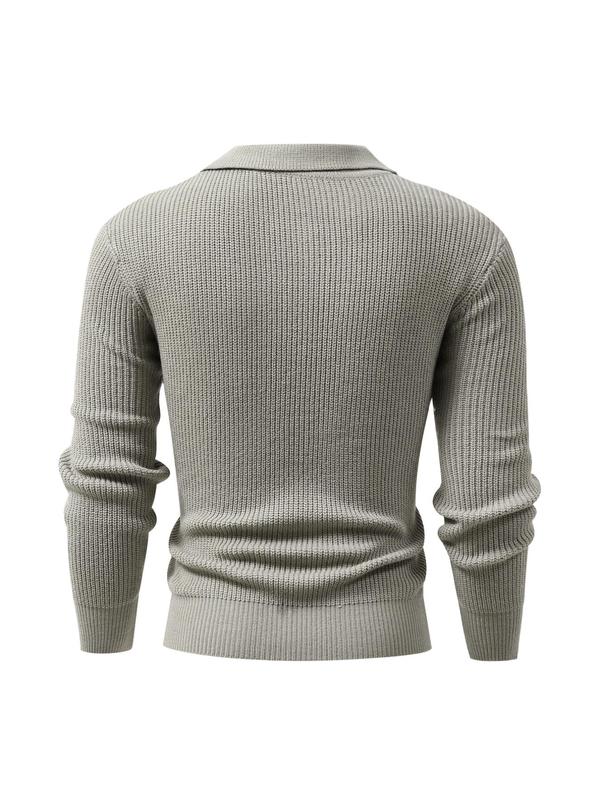 Men's Solid Button Front Cardigan, Loose Casual Long Sleeve Collar Knitwear for Daily Wear, Cardigan Sweater, Men's Knit Clothing for Fall, Starboy Outfit