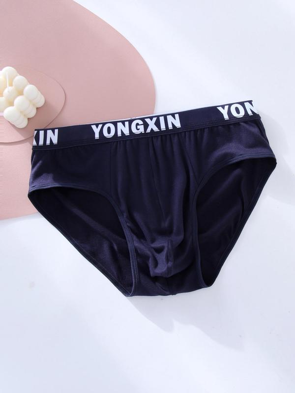 Men's Letter Tape Waist Brief, Soft Breathable Comfy Underwear for Daily Wear, Casual Men's Underwear for All Seasons