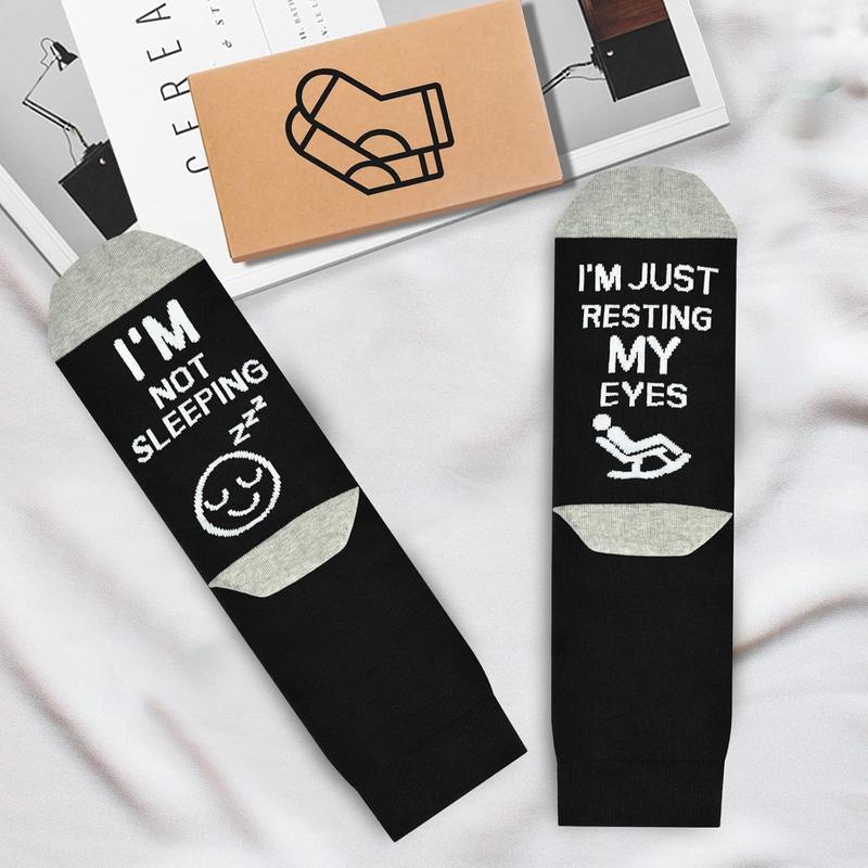 Birthday Gifts for Dad Funny Socks,Christmas Gifts for Men Grandpa Im Not Sleeping Im Just Resting My Eyes Socks