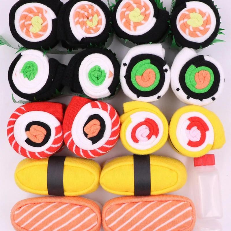 Sushi Socks, 3-5 Pairs Fun Socks, Unique Novelty Funny Socks for Men and Women, Sushi Lovers, Birthday, Thanksgiving Christmas Gift Idea Menswear