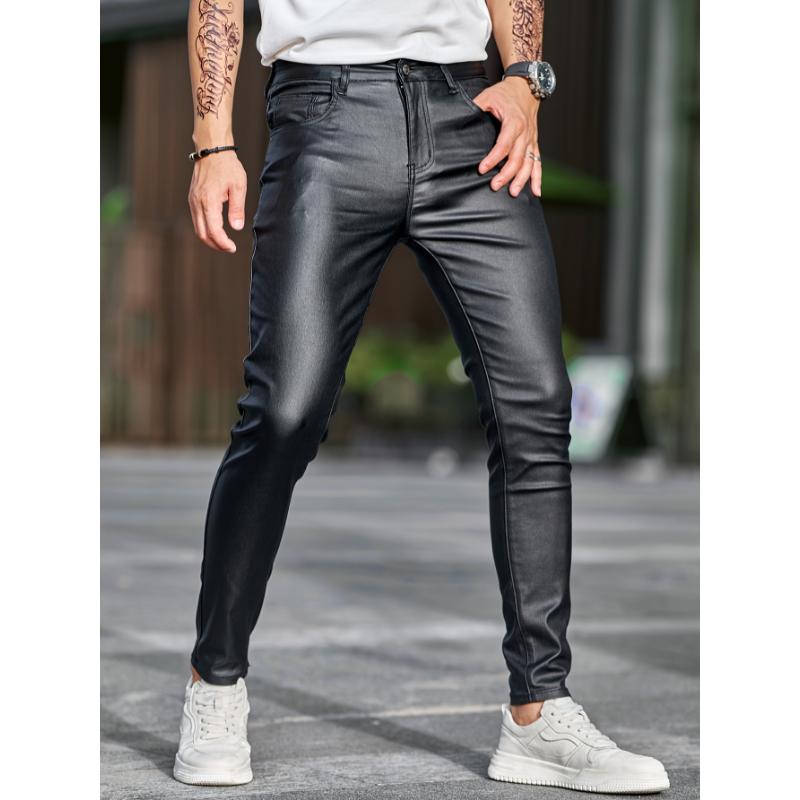 Mens Ultra-Stretch Skinny Jeans - Fashion Chic Street Style with Durable Coated Finish - Ultra-Comfortable Casual Wear