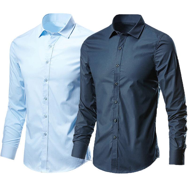 White Shirt Men's Long Sleeve Non-ironing Business Formal Wear Slim Korean Style Business Working Casual Suit Shirt