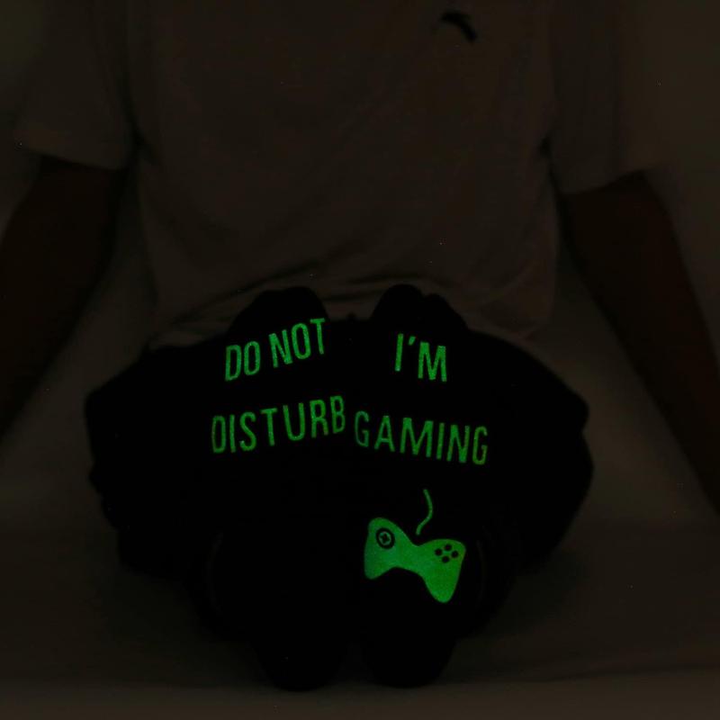 Gaming Socks, Do Not Disturb I'm Gaming,Gaming Socks for Teen Boys Gamer with Glowing, Novelty Socks for Men Women-