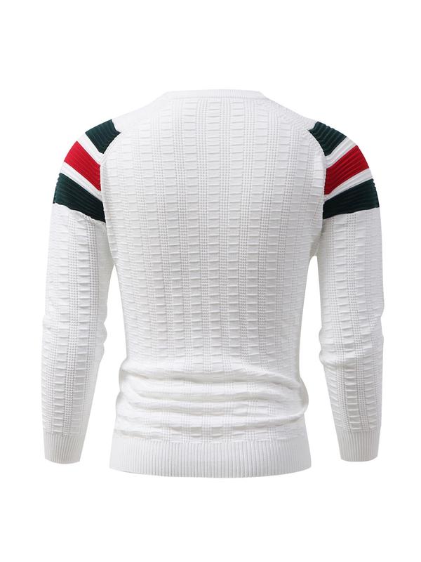 Men's Colorblock Raglan Sleeve Crew Neck Sweater, Casual Regular Fit Long Sleeve Jumper for Fall & Winter, Fashion Men's Knitwear for Daily Wear