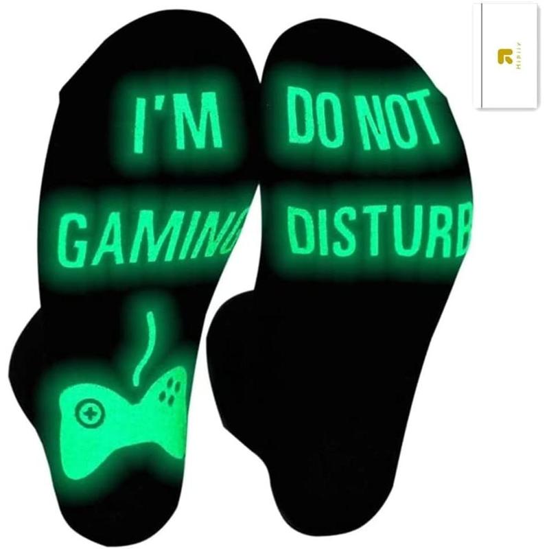 Gaming Socks, Do Not Disturb I'm Gaming,Gaming Socks for Teen Boys Gamer with Glowing, Novelty Socks for Men Women-