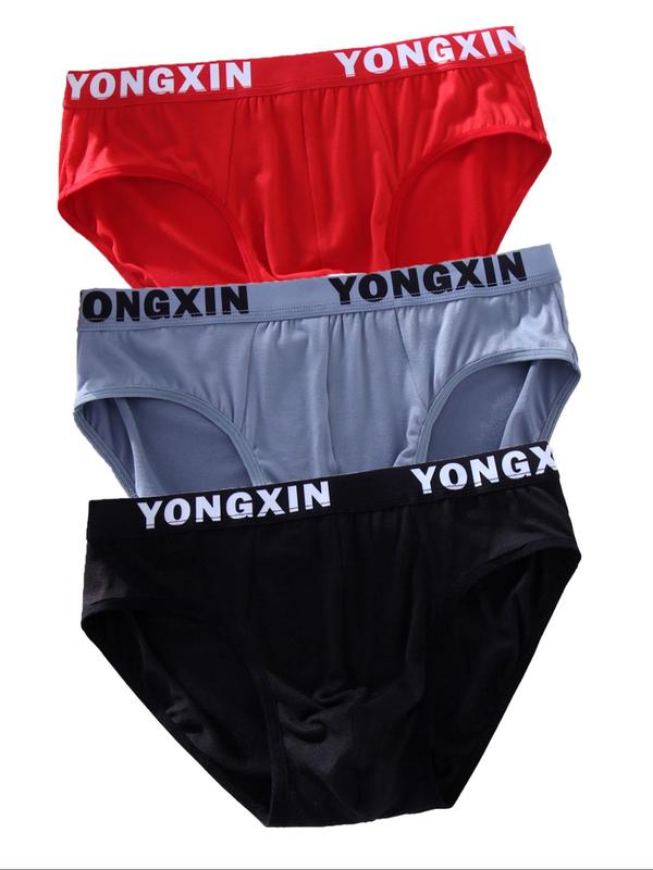 Men's Letter Tape Waist Brief, Soft Breathable Comfy Underwear for Daily Wear, Casual Men's Underwear for All Seasons