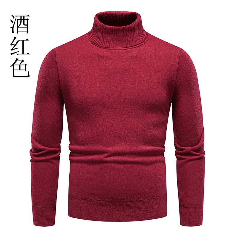 Autumn and Winter New Men's Sweater Turtleneck Sweater Solid Color plus Size Slim Fit Sweater Men's Sweater Bottoming Shirt