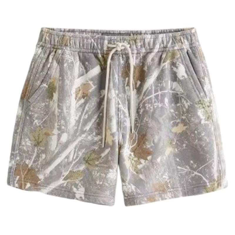 Mens Camo Shorts，Fit All Over Print Drawstring Waist Track Shorts,  Casual Comfy Breathable Hollow Out Shorts for Summer for Daily Wear