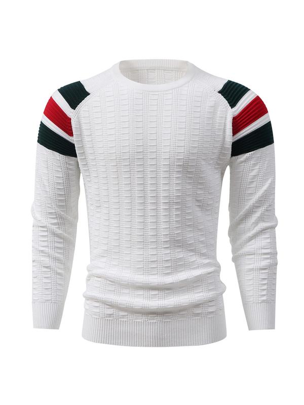 Men's Colorblock Raglan Sleeve Crew Neck Sweater, Casual Regular Fit Long Sleeve Jumper for Fall & Winter, Fashion Men's Knitwear for Daily Wear