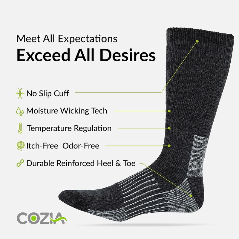 Merino Wool Socks Casual Warm Socks for Winter Cozy Boot Socks for Men & Women COZIA