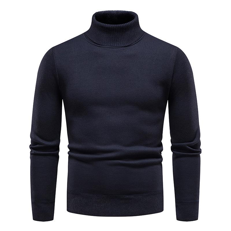 Autumn and Winter New Men's Sweater Turtleneck Sweater Solid Color plus Size Slim Fit Sweater Men's Sweater Bottoming Shirt