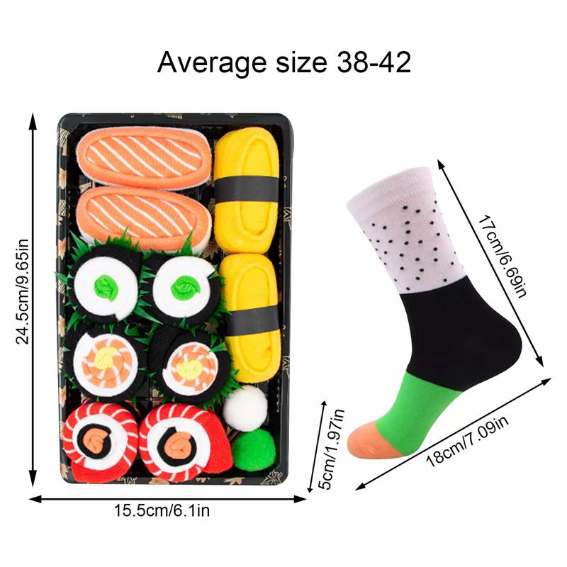 Sushi Socks, 3-5 Pairs Fun Socks, Unique Novelty Funny Socks for Men and Women, Sushi Lovers, Birthday, Thanksgiving Christmas Gift Idea Menswear