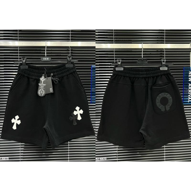 Chrome Hearts Men’s Shorts with Leather Cross Embroidery | Premium Fleece Unisex CH Shorts - Trendy Style, Ultimate Comfort, Oversized Fit, jersey, football, sports, stadium, fashion, luxury, gym ,