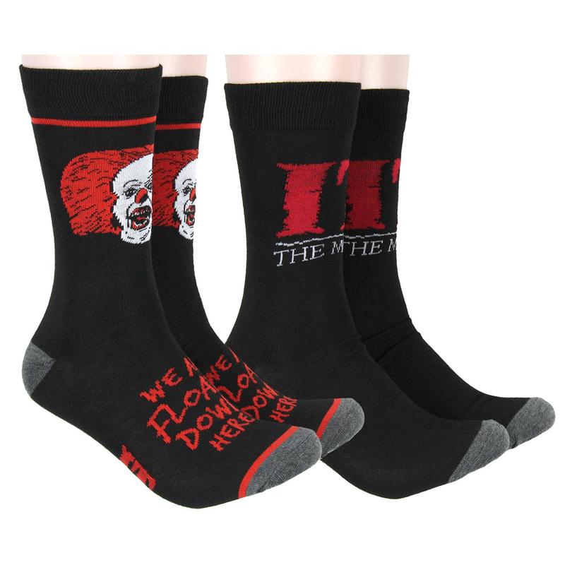 Stephen King's IT The Movie Pennywise The Clown We All Float Down Here 2 Pack Athletic Crew Socks