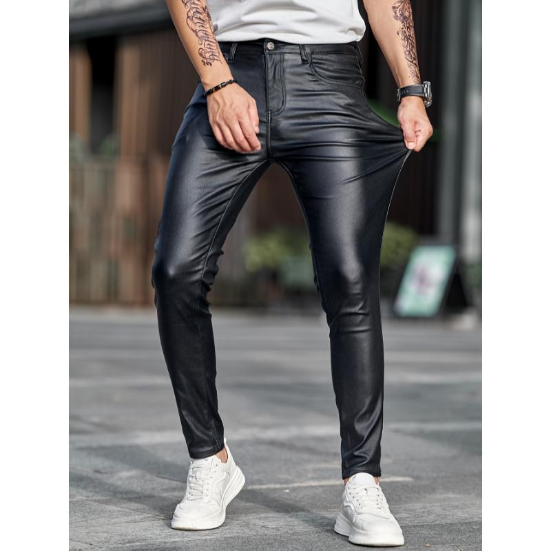 Mens Ultra-Stretch Skinny Jeans - Fashion Chic Street Style with Durable Coated Finish - Ultra-Comfortable Casual Wear