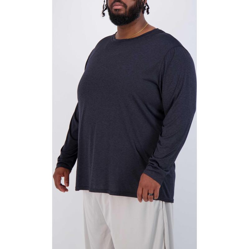 Real Essentials 3 Pack: Men’s Big & Tall Tech Stretch Long-Sleeve Dry-Fit T-Shirt (3XT-5XT)