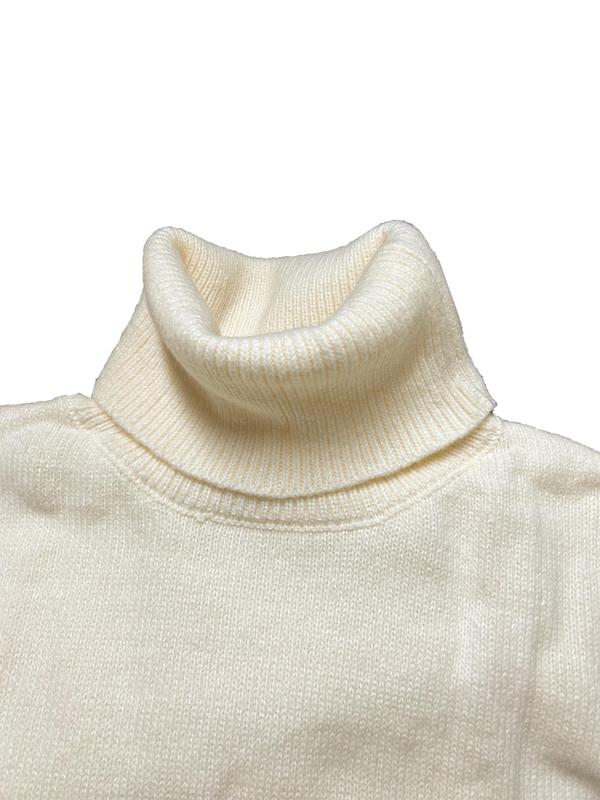 Men's Solid High Neck Drop Shoulder Sweater, Regular Fit Casual Long Sleeve Jumper for Fall & Winter, Men's Knitwear for Daily Wear